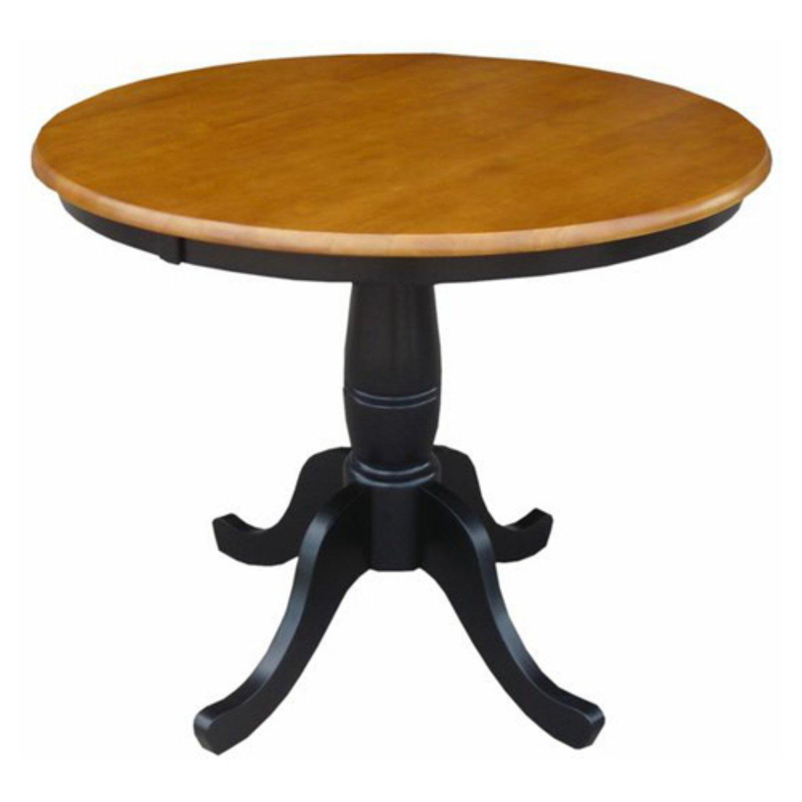 Piperton Round Wood Farmhouse Dining Table in Black Cherry