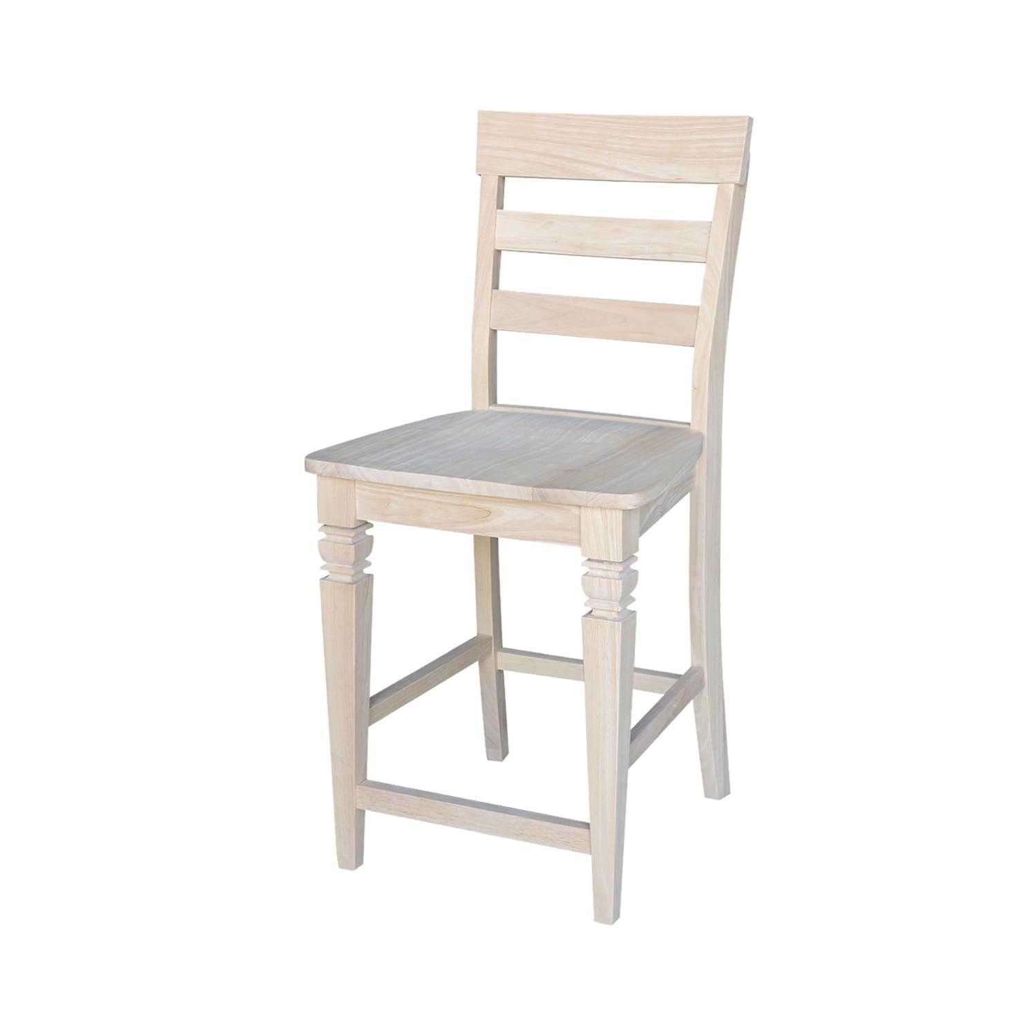 24" Unfinished Solid Wood Ladder-Back Counter Stool