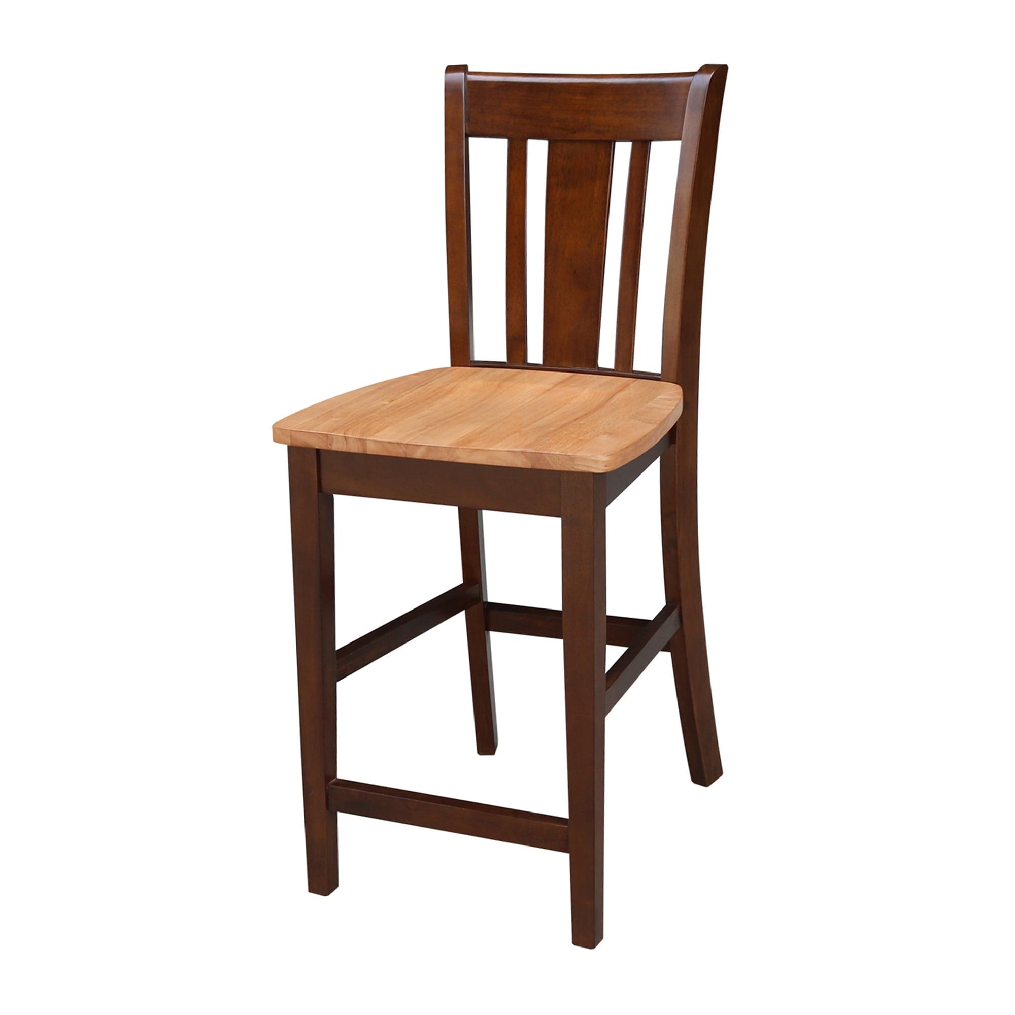 Contemporary Espresso Solid Wood 24" Counter Stool