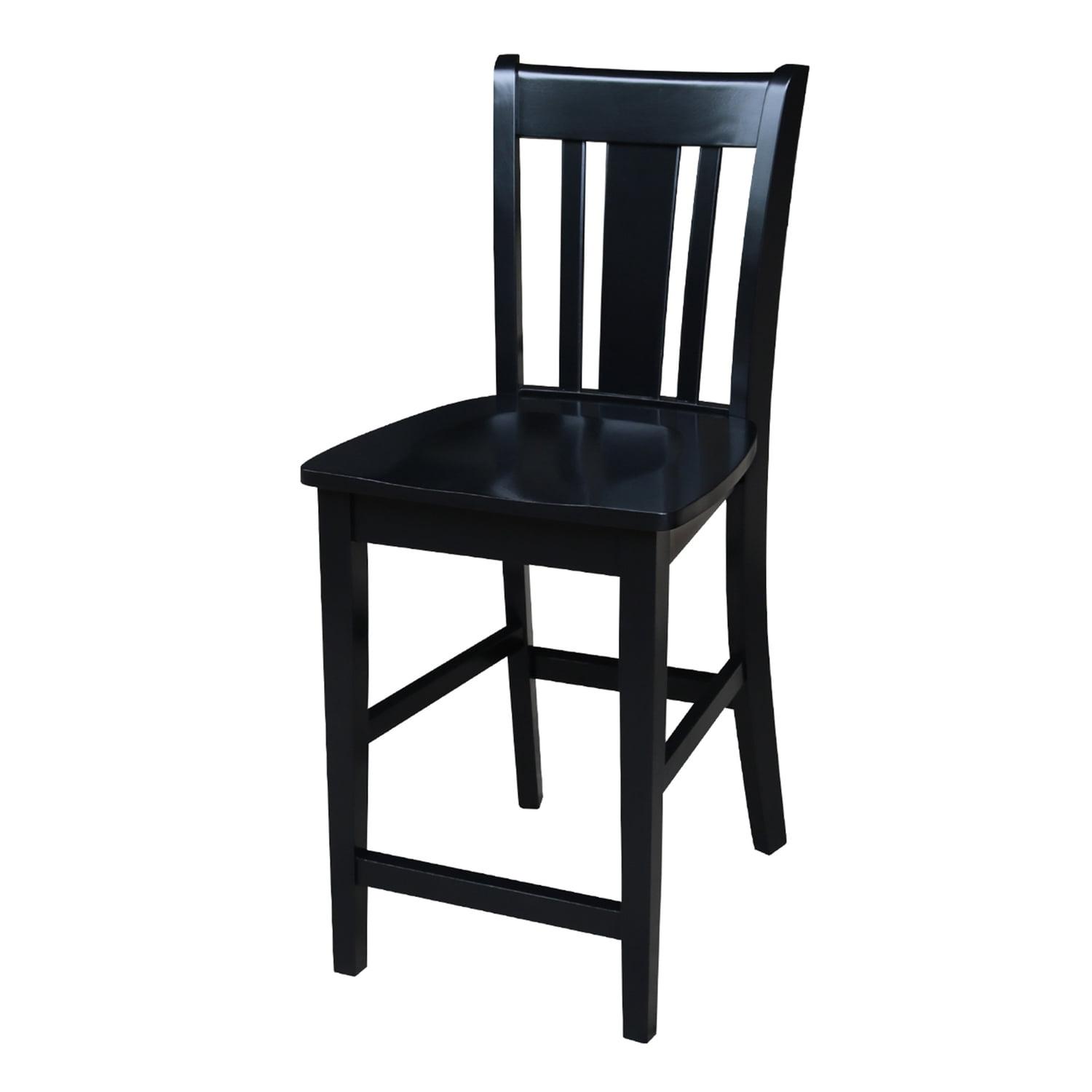 24" San Remo Counter Height Barstool Black - International Concepts: Solid Wood, Traditional Square Design, Durable Parawood