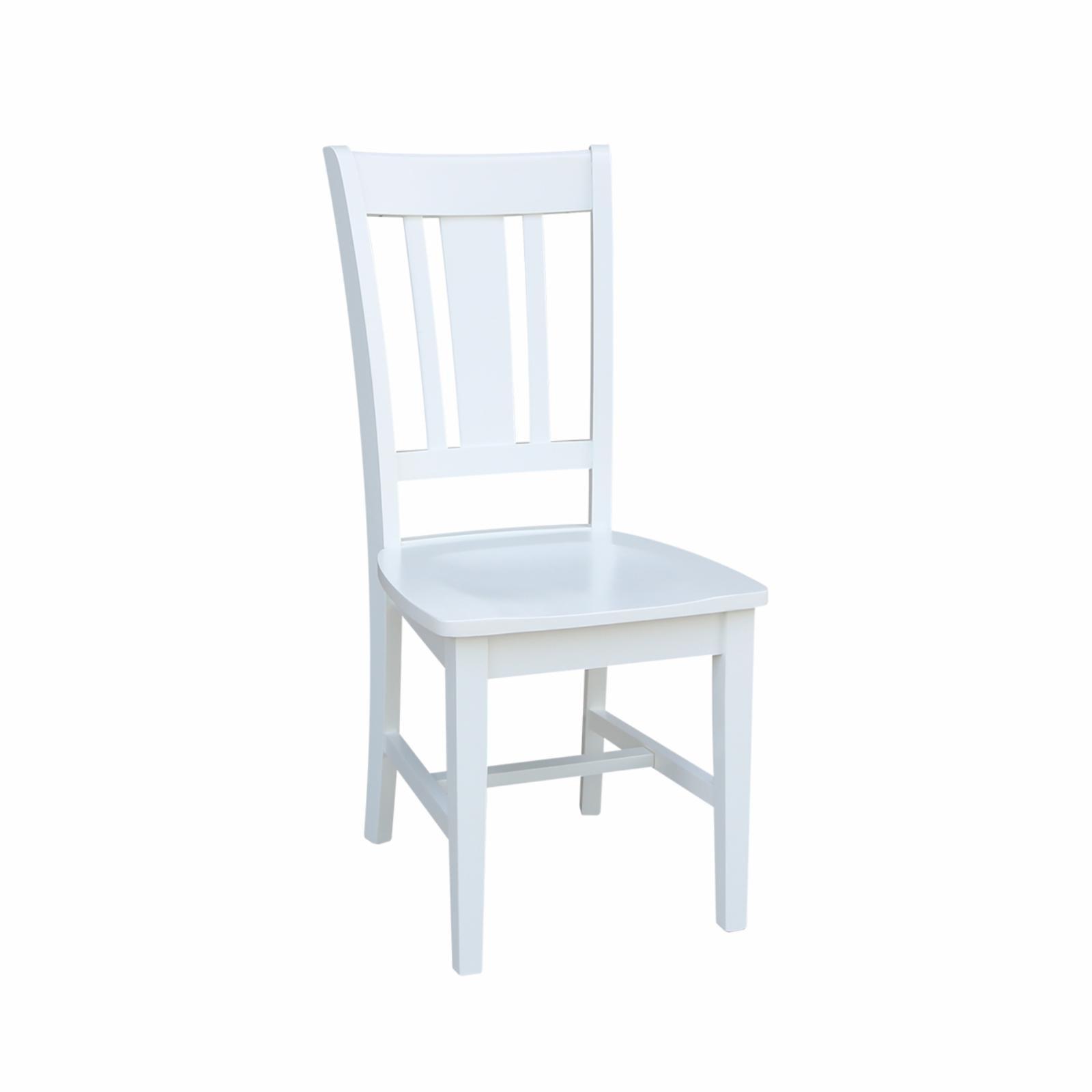 High Slat Solid Wood White Side Chair