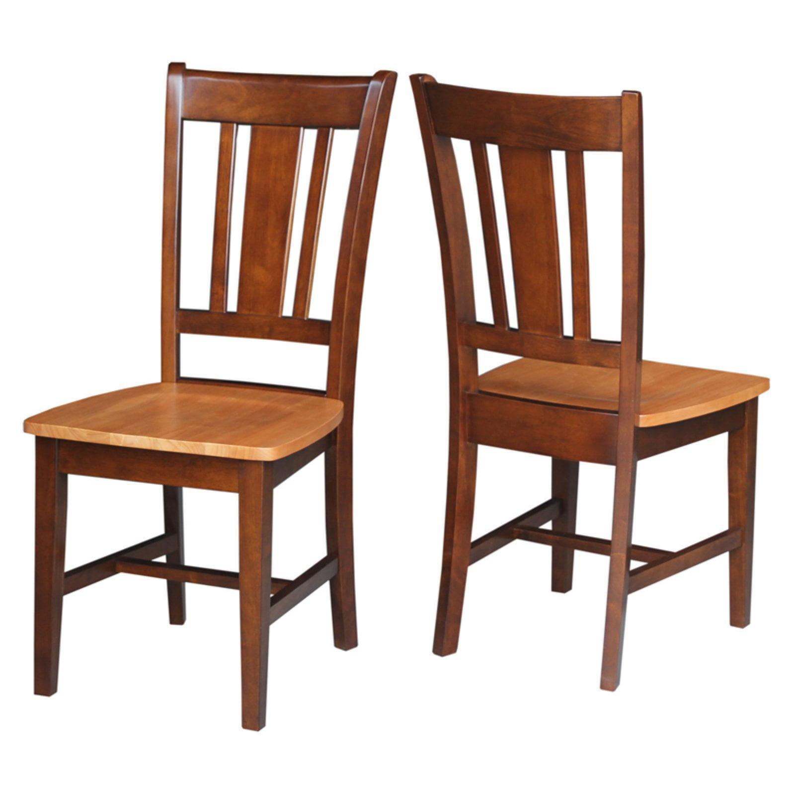 Cinnamon Espresso Solid Hardwood Slat Back Side Chair Set of 2