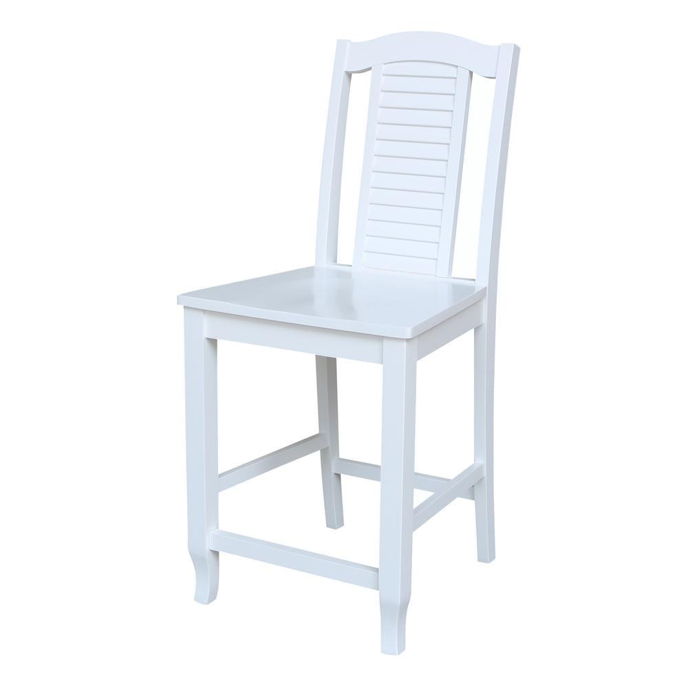 Seaside White Solid Wood Counter Height Stool