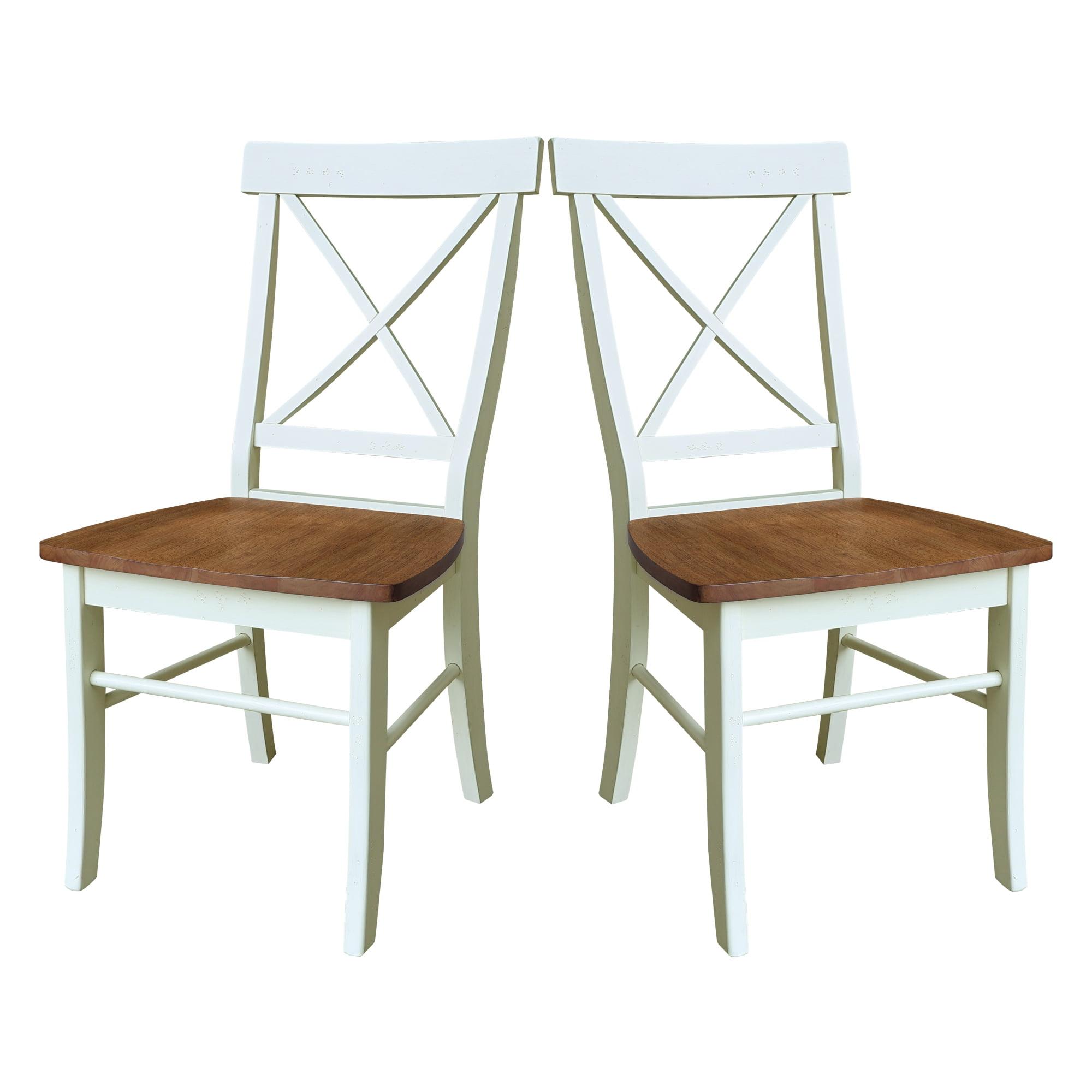 International Concepts Set of Two X-Back Dining Chairs, Hickory/Shell