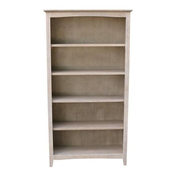 60" Shaker Bookcase Washed Gray/Taupe - International Concepts: Solid Wood, 4-Shelf Storage