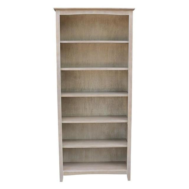 72" Shaker Bookcase Washed Gray/Taupe - International Concepts: Solid Wood, 5 Shelves, Mid-Century Design