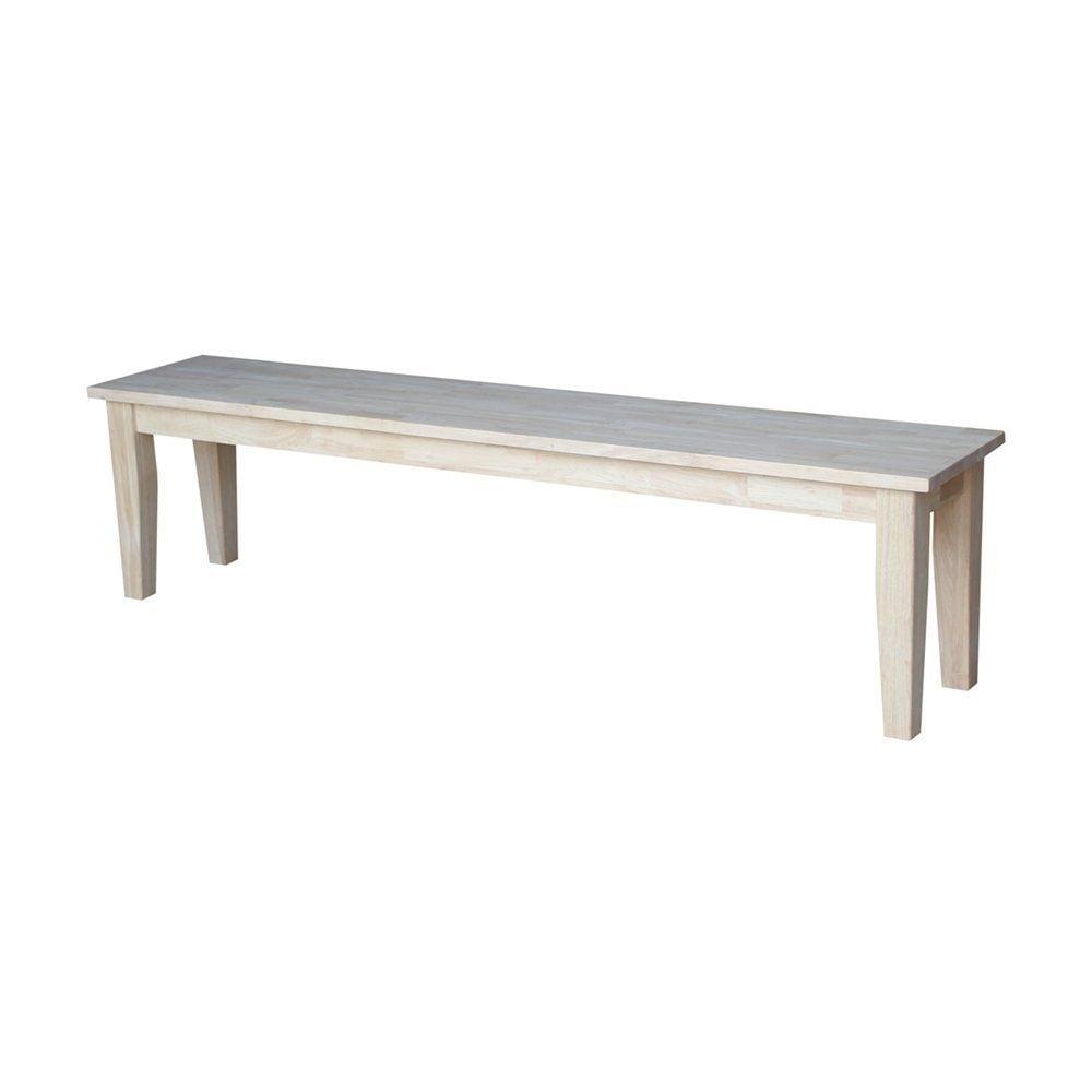 Shaker-Inspired White Solid Parawood 74'' Bench with Tapered Legs