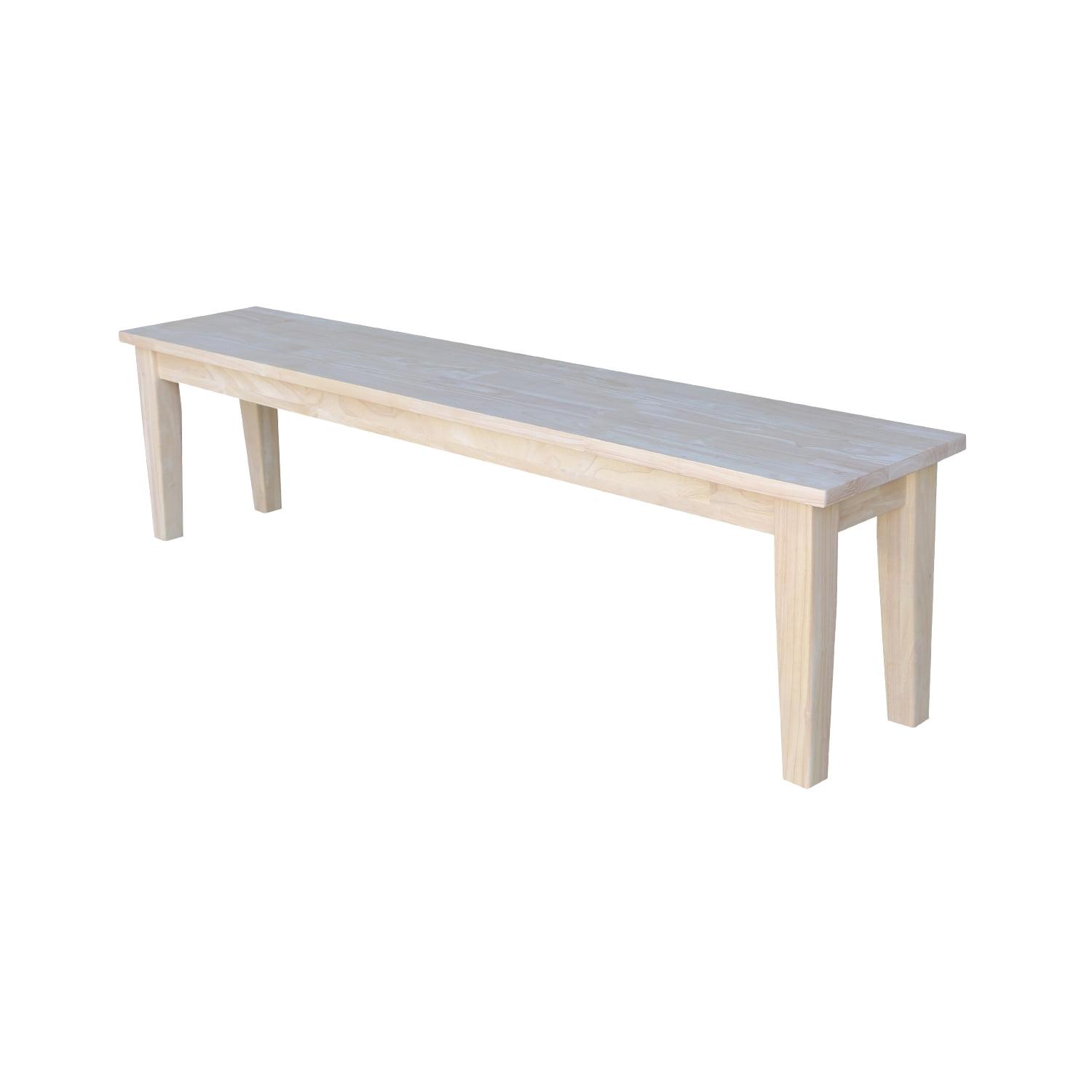 72" Shaker Style Bench with Turned Legs Unfinished - International Concepts: Solid Wood, Entryway Seating