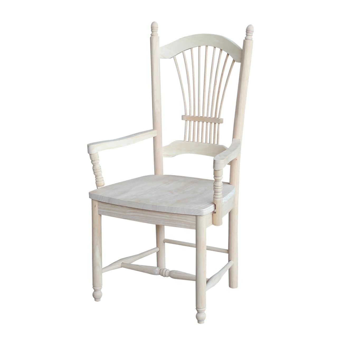 Traditional Sheafback Solid Wood Dining Chair in Unfinished Brown