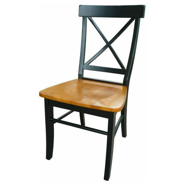 International Concepts Set of 2 X Back Chairs with Solid Wood Seats Black/Cherry Red: Hardwood Frame, Mid-Century Style