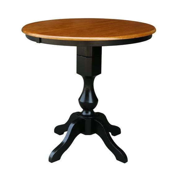 International Concepts Solid Wood 36 in. Round Top Counter Height Table with 12 in. Leaf in Black/Cherry