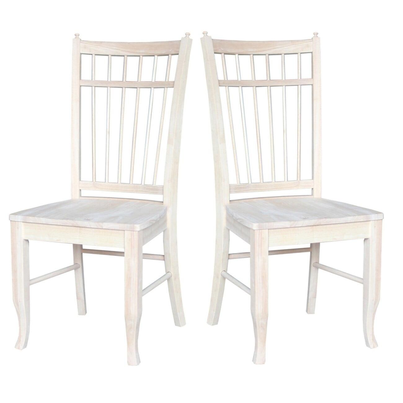 Elegant High-Back Slat Side Chair in Rich Brown Wood, Set of 2