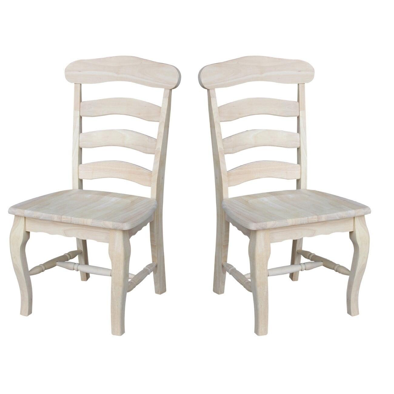 White Wood Ladderback Slat Side Chair Set