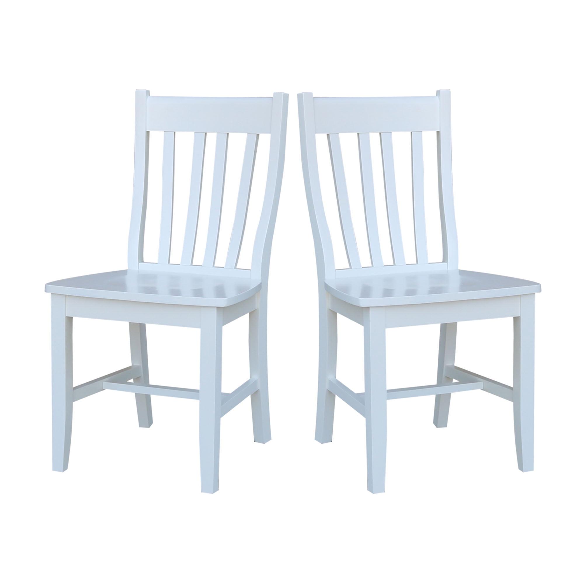 Elegant White Solid Wood High Slat Side Chairs, Set of 2