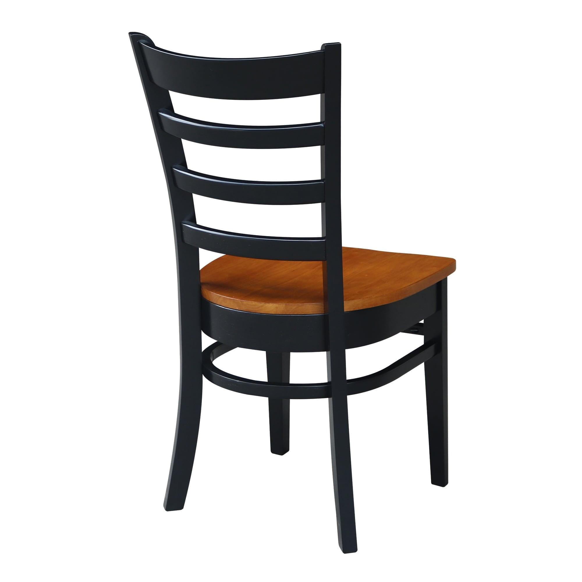 Black and Cherry Ladderback Wood Side Chair Set