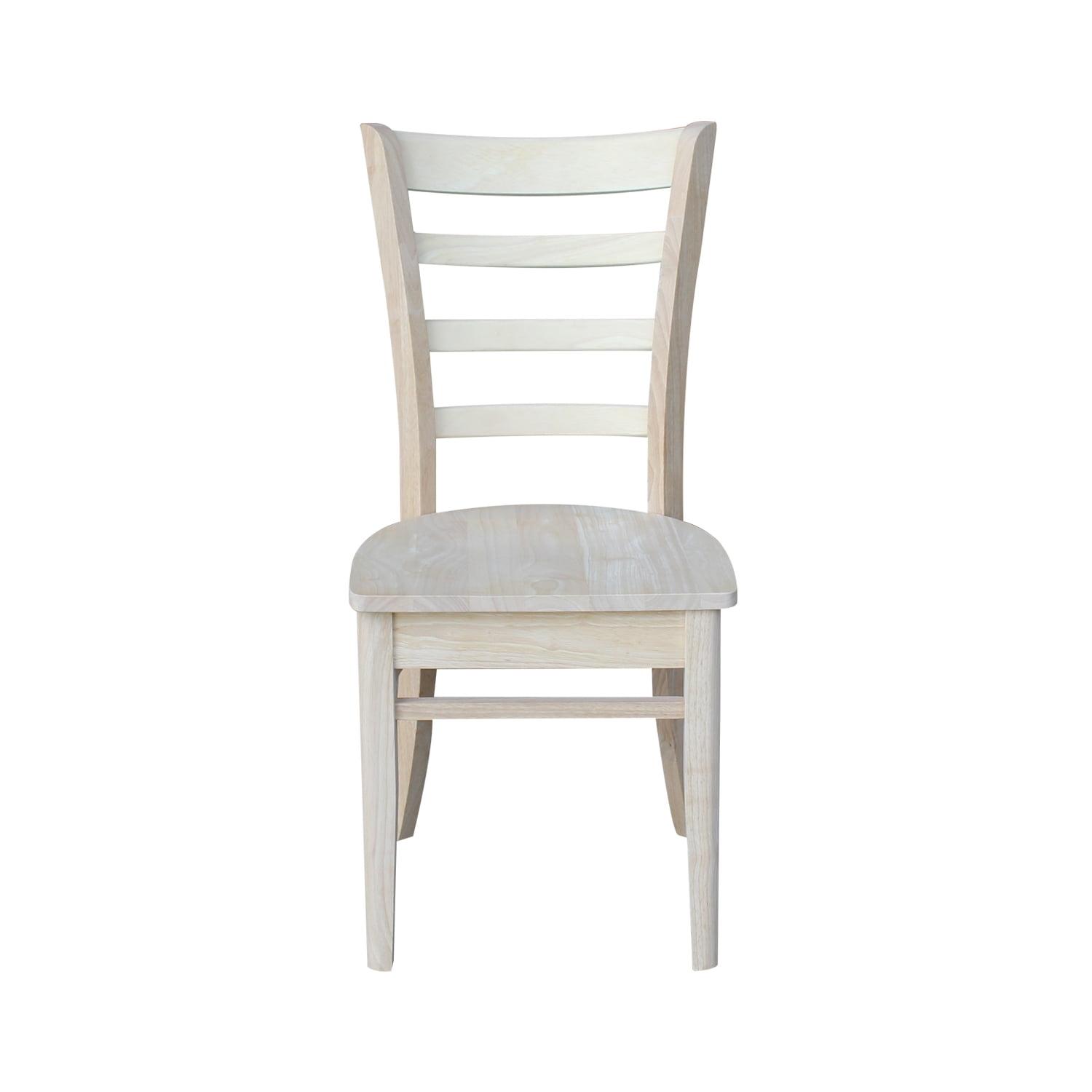 Set of 2 White High Ladderback Wood Side Chairs