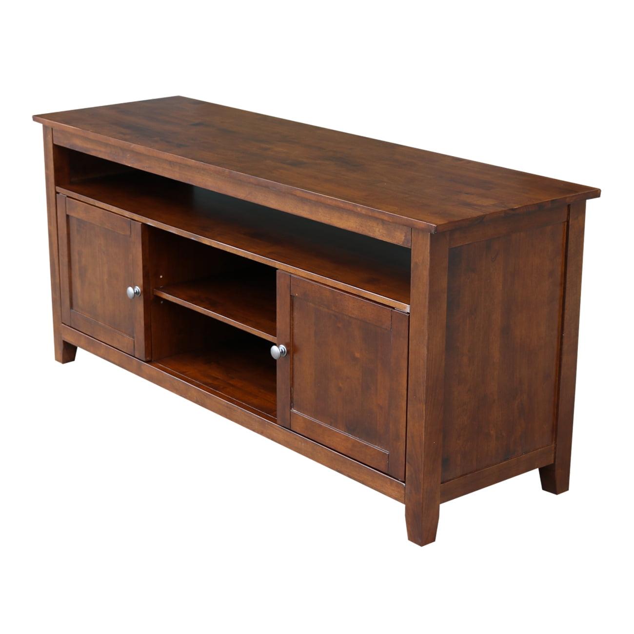 Espresso Solid Wood TV Stand with Cabinets