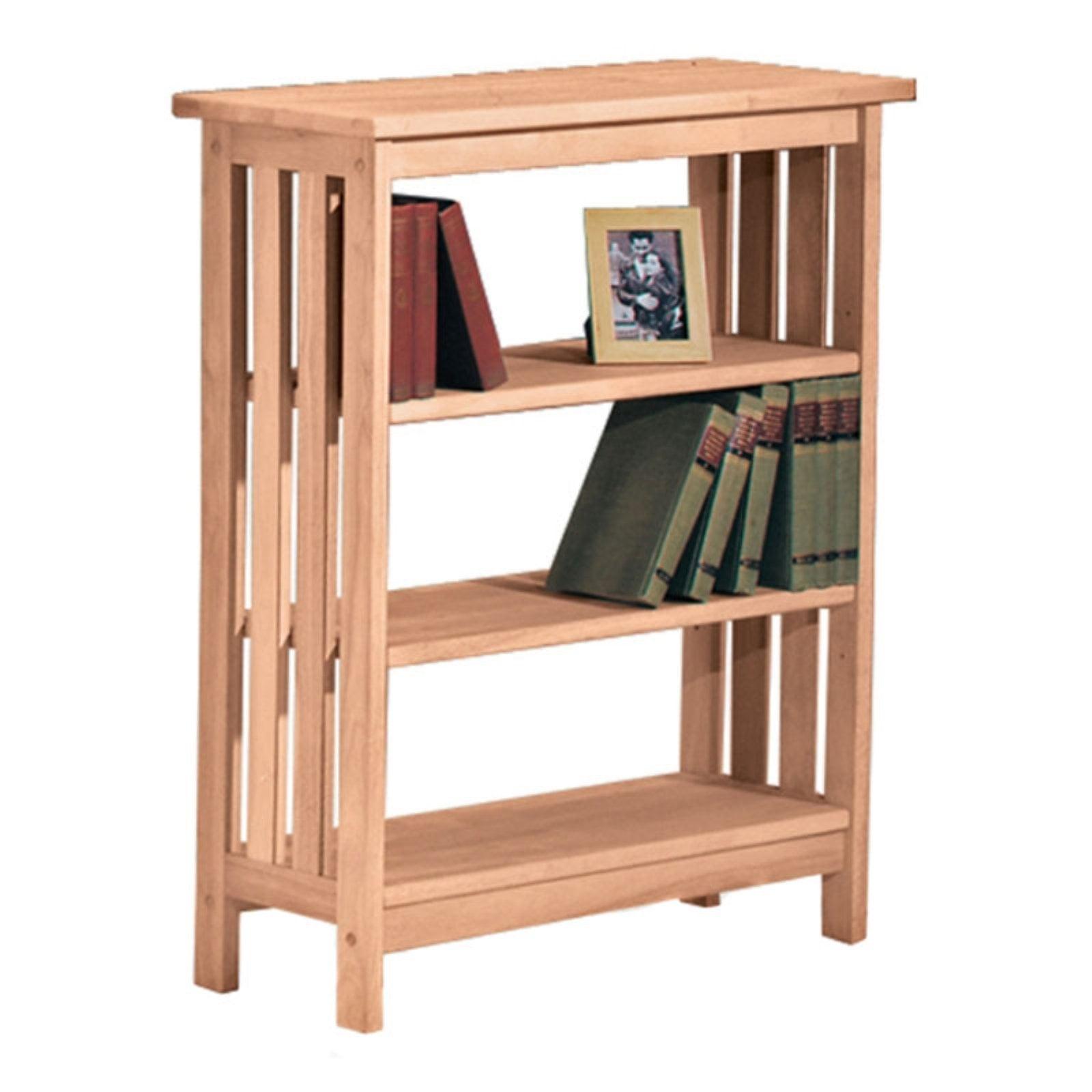 Adjustable Solid Parawood Mission-Style 3-Tier Shelf Unit in Brown
