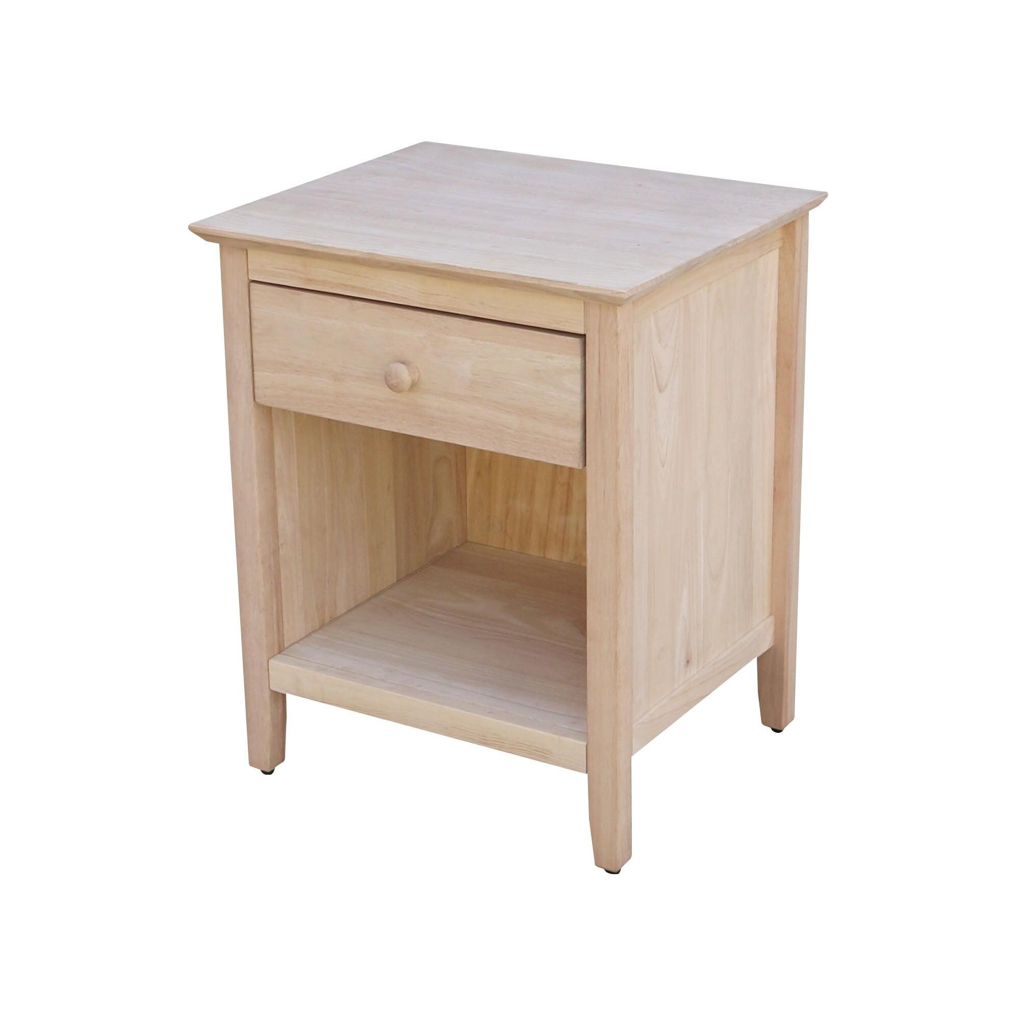 Light Wood 1-Drawer Nightstand with Tapered Legs