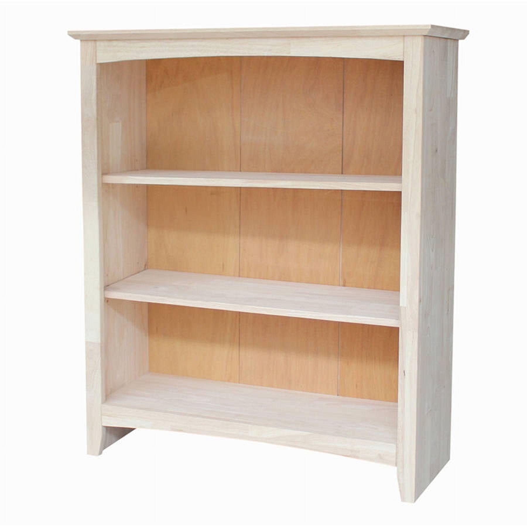 International Concepts 36" Shaker Bookshelf Unfinished: Mid-Century Modern Style, 3-Tier Storage, Hardwood Construction
