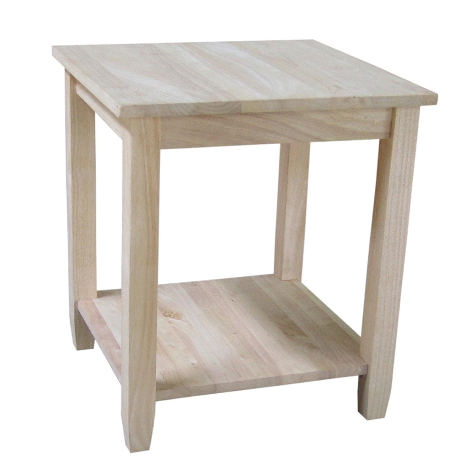 Solano Square Solid Wood Classic End Table in Unfinished