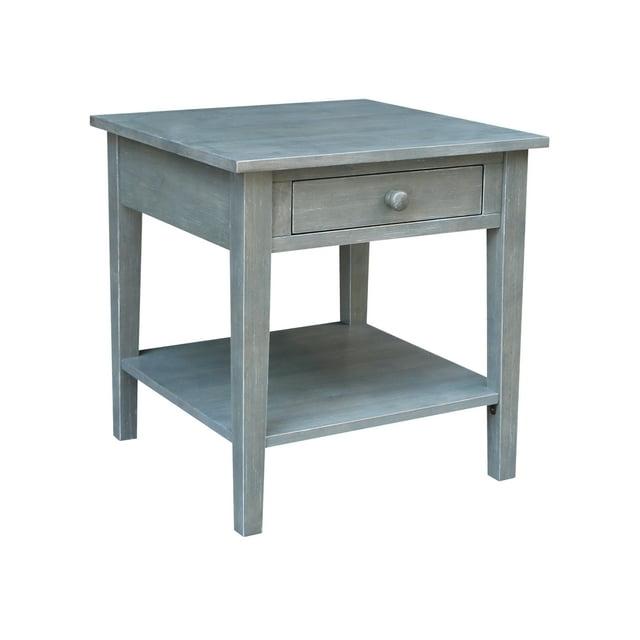 International Concepts Spencer End Table Antique Washed Heather Gray: Modern Square Hardwood Side Table, 25" High