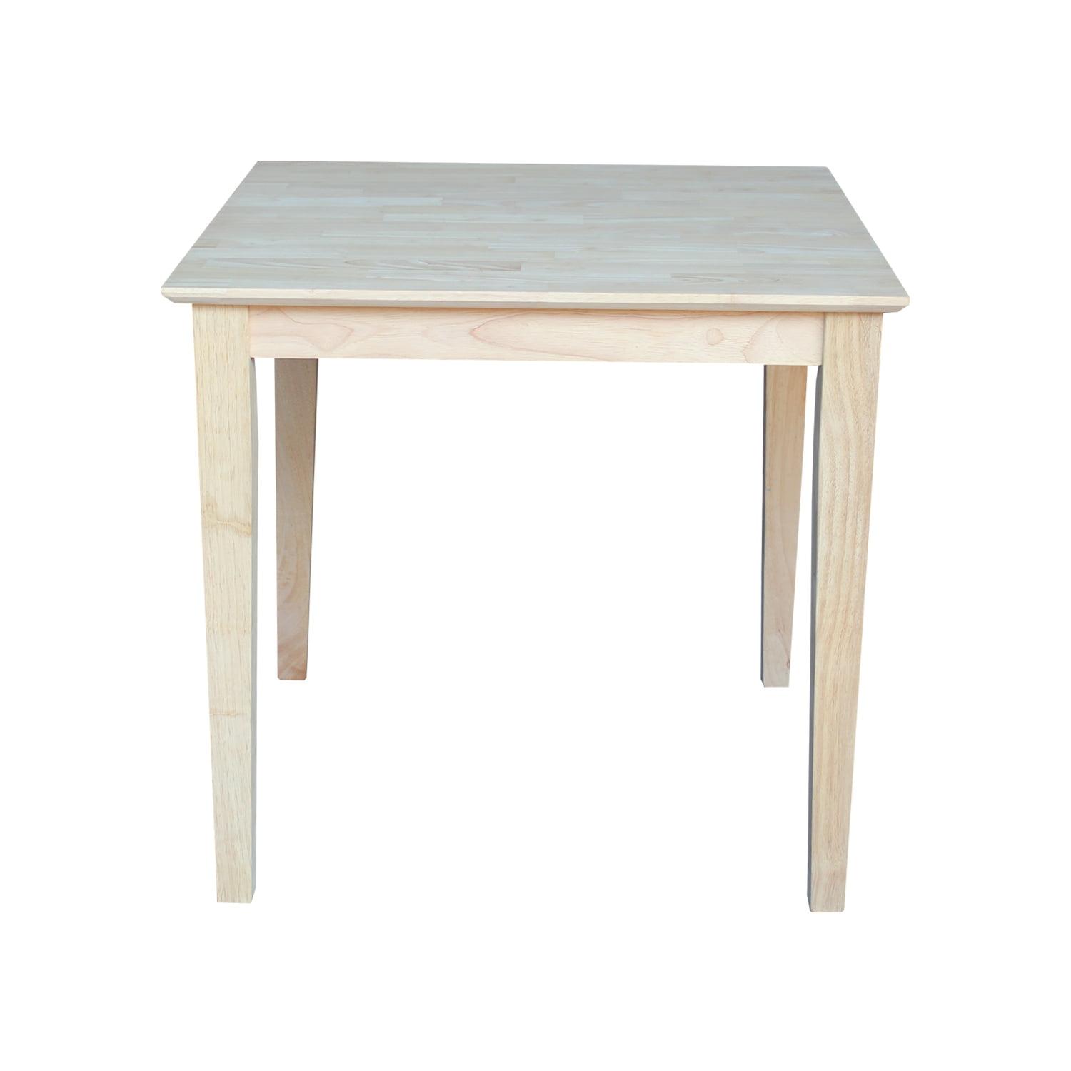 International Concepts 30" Square Solid Wood Dining Table with Shaker Legs Unfinished: Parawood, Kitchen Table