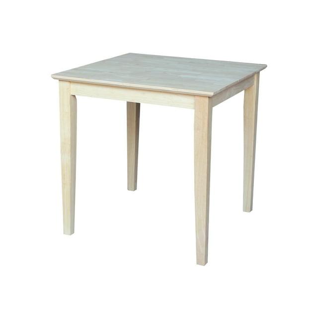 International Concepts 30" Square Solid Wood Dining Table with Shaker Legs Unfinished: Parawood, Kitchen Table