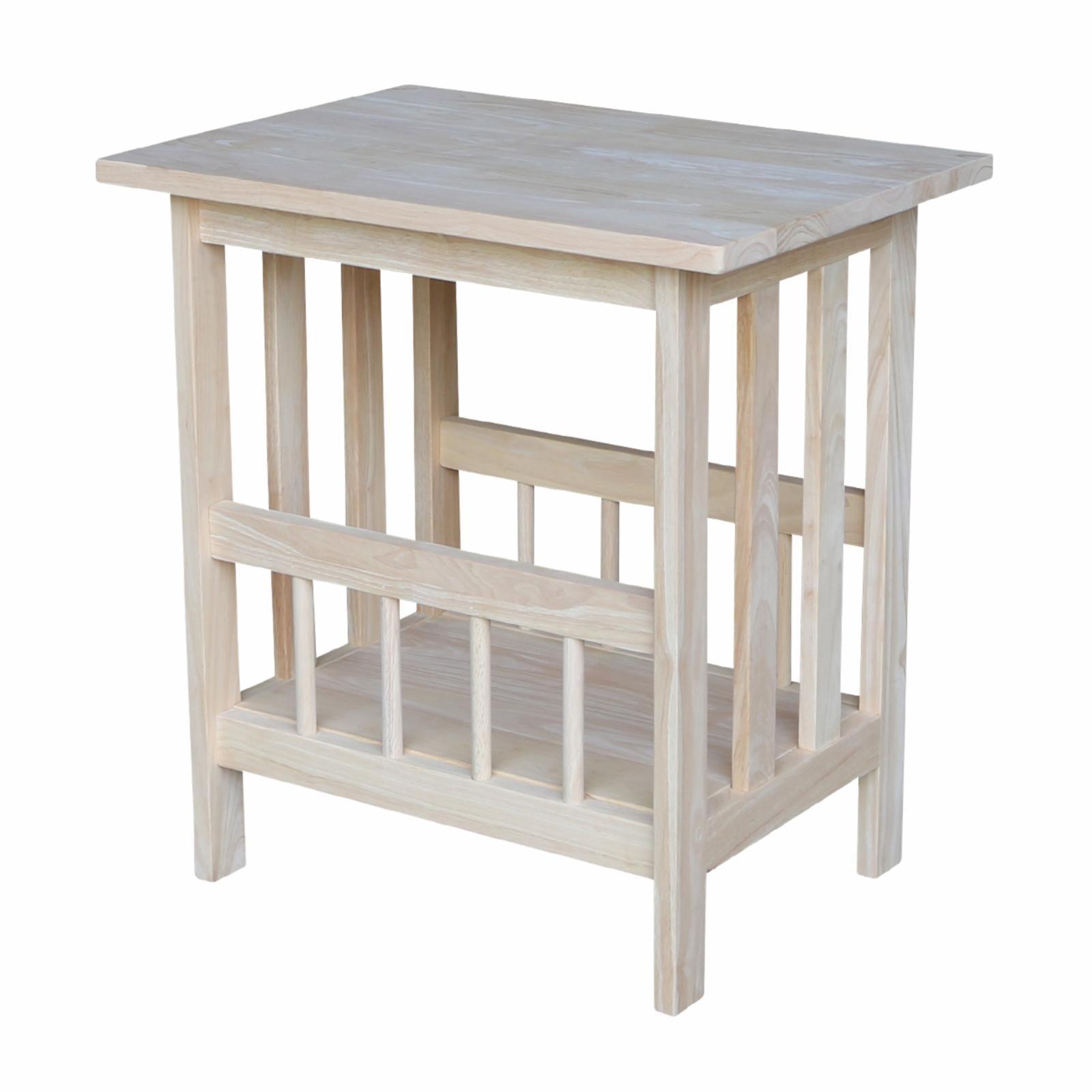 Mission Solid Parawood Magazine End Table - Unfinished Rectangular