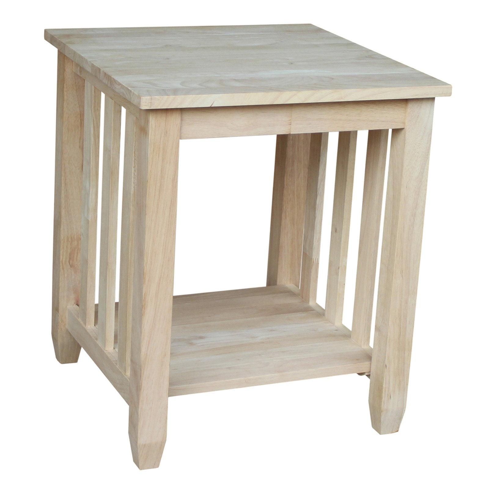 Classic Mission Tall Unfinished Solid Wood End Table