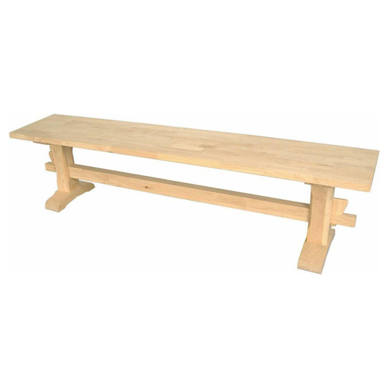 Unfinished Parawood Trestle Dining Bench