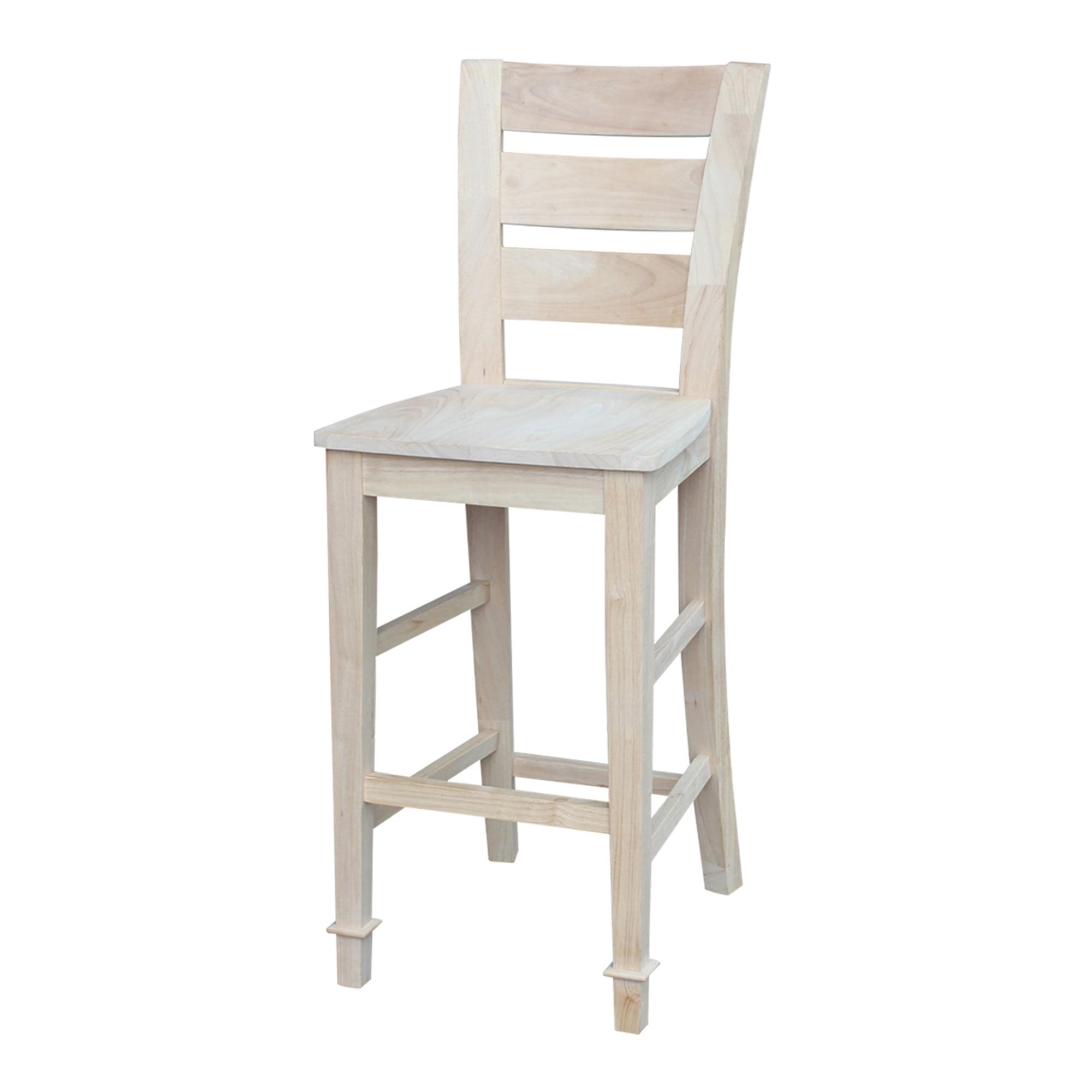 Elegant Tuscany 30" Bar Height Stool in Natural Brown Wood