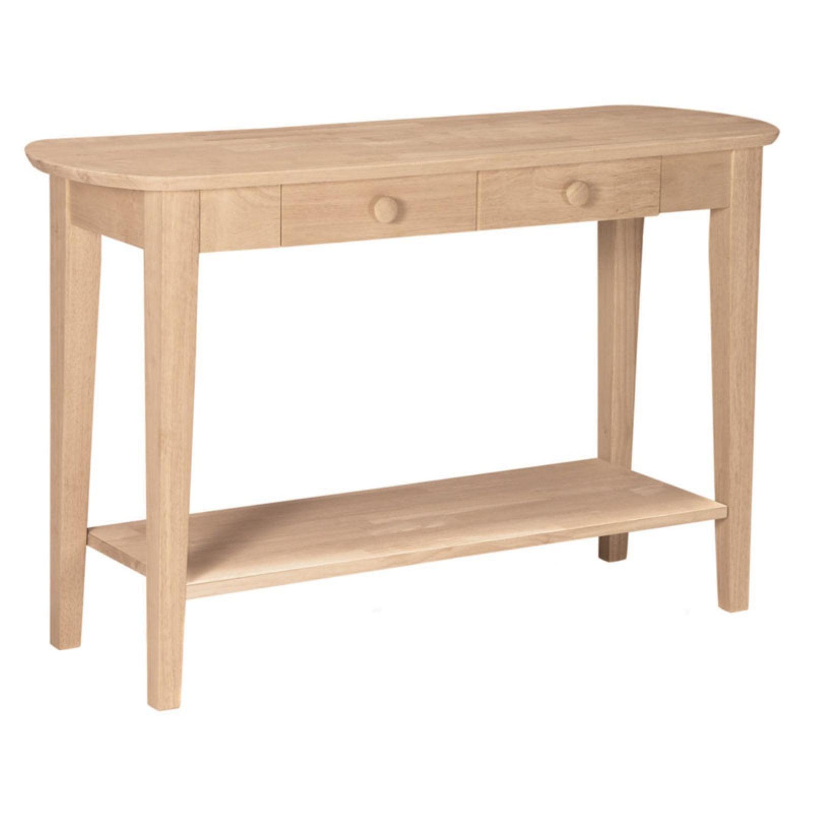 Unfinished Parawood Philips Oval Sofa Table with Storage