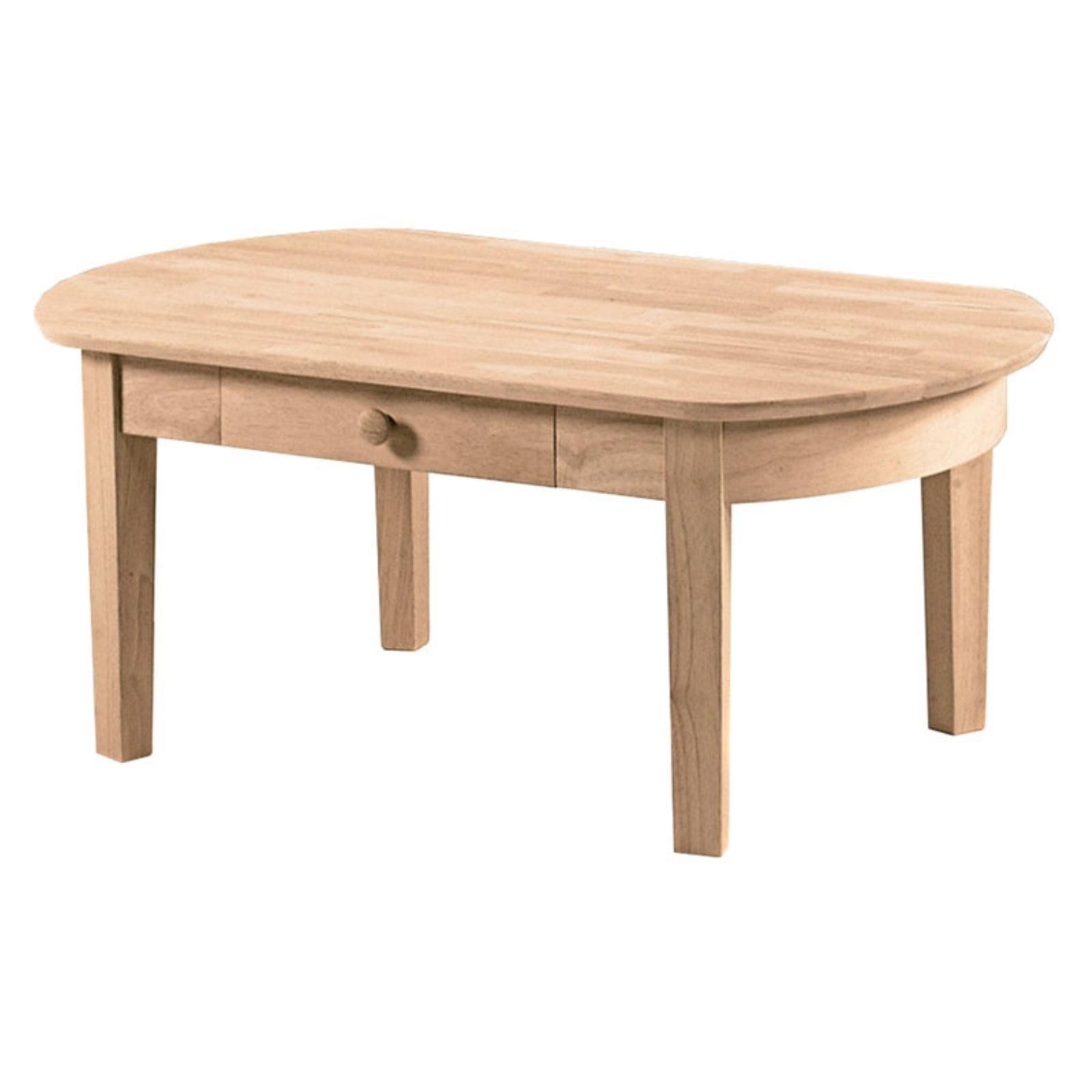 43.7" Natural Wood Oval Coffee Table with Storage