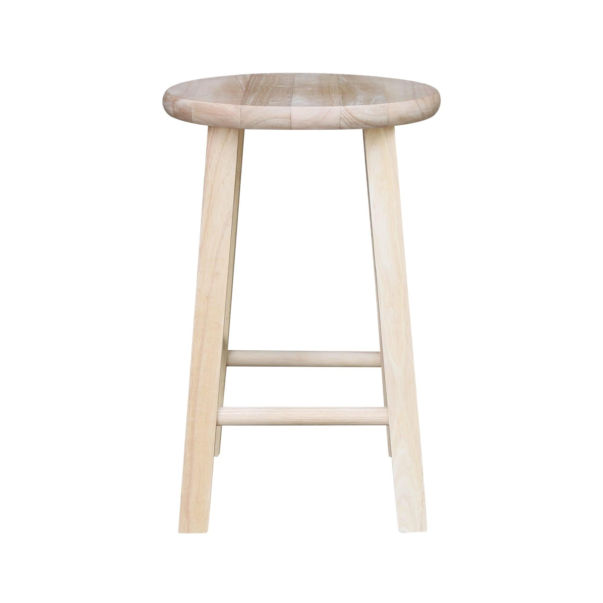 Elegant White Solid Wood 18" Round Top Backless Stool