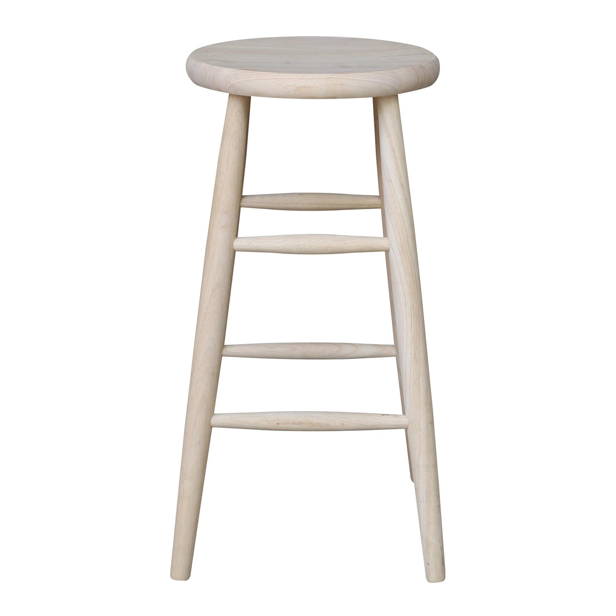 30" Scooped Seat Counter Height Barstool Unfinished - International Concepts: Solid Wood, Round, Backless