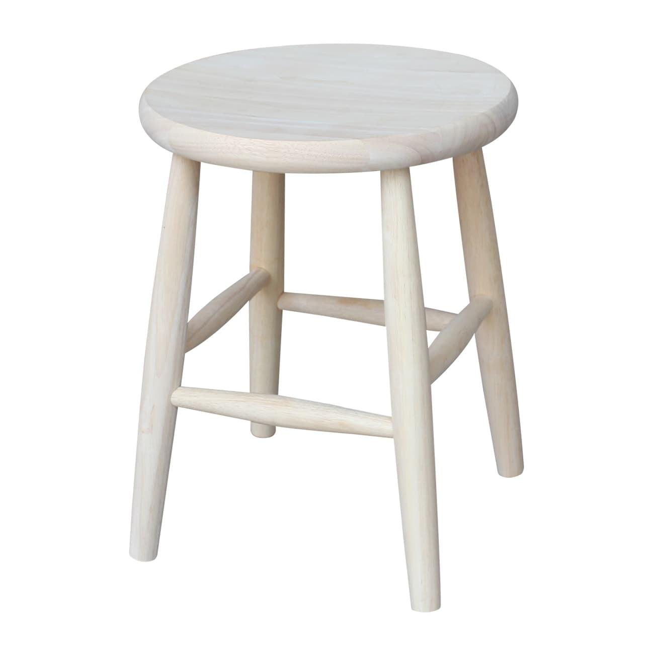 Scooped Seat Counter Height Barstool Brown - International Concepts: Solid Parawood, Kitchen, Unfinished