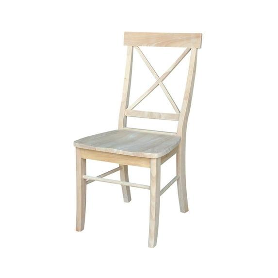 Set of 2 X Back Chairs with Solid Wood Seat Unfinished - International Concepts: Parawood, Kitchen Furniture