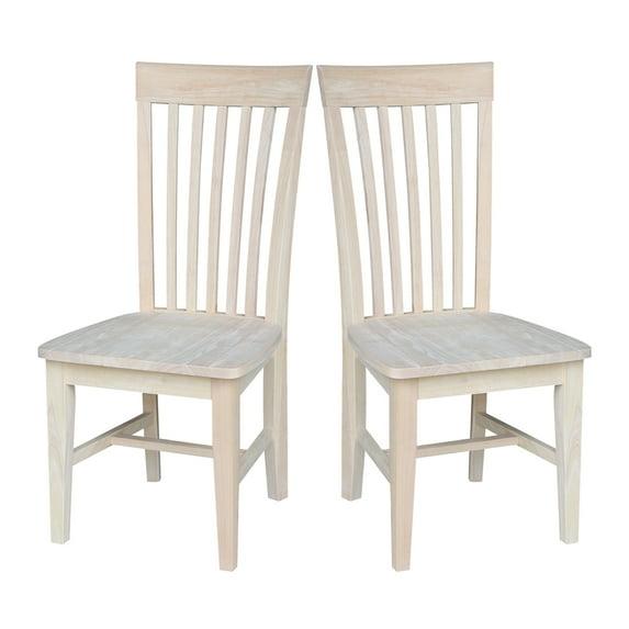 Set of 2 Tall Mission Chairs Wood/Unfinished - International Concepts: Solid Parawood, Kitchen Furniture
