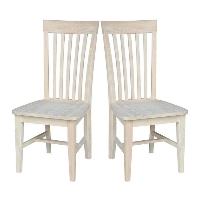 Set of 2 Tall Mission Chairs Wood/Unfinished - International Concepts: Solid Parawood, Kitchen Furniture