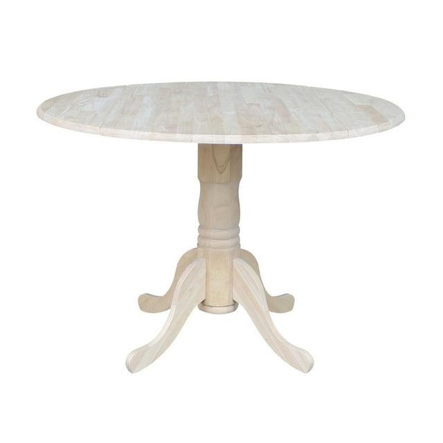 42" Mason Round Dual Dining Table Unfinished - International Concepts: Parawood, Drop Leaves