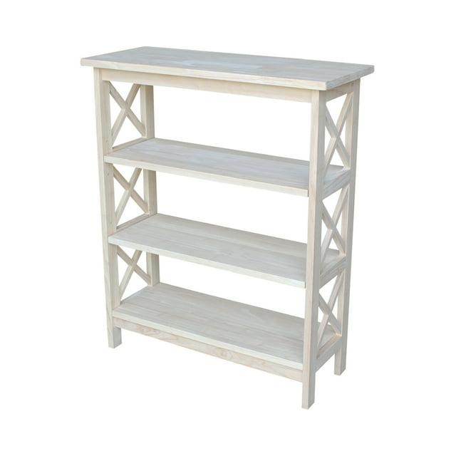 36" 3 Tier X-Sided Bookcase - International Concepts: Mid-Century Modern Style, Unfinished Hardwood, Metal Hardware