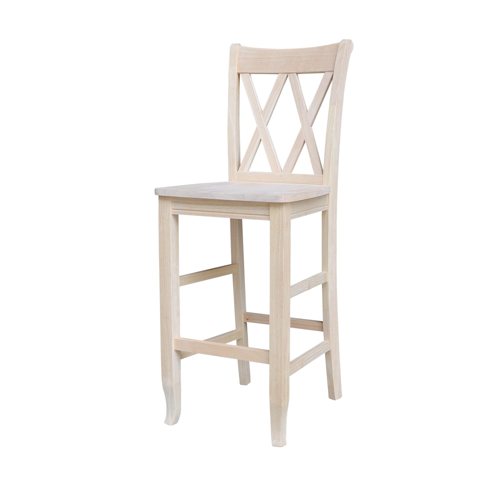 Traditional Elegant Unfinished Parawood 29" Double X-Back Barstool