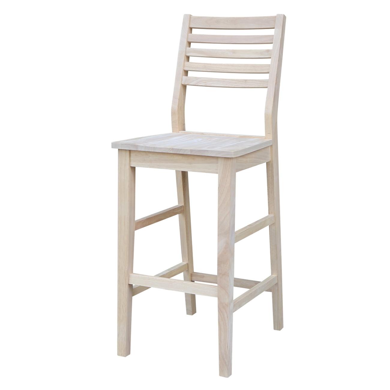 Aspen Unfinished Wood Bar Height Ladder Back Stool