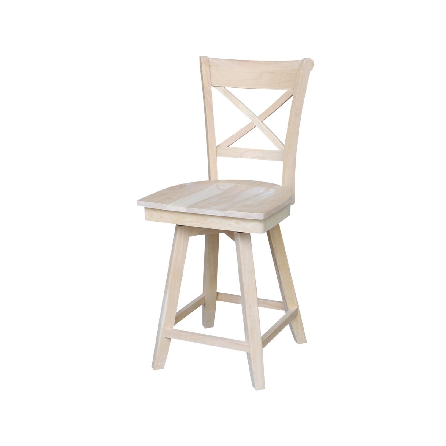 Charlotte 24" Unfinished Solid Wood Swivel Counter Height Stool