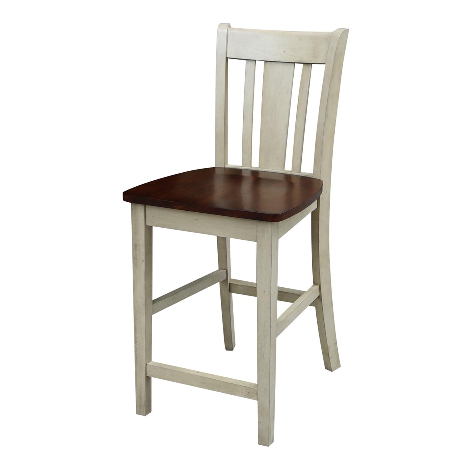 Elegant San Remo Solid Wood Counter Stool in Antique Almond