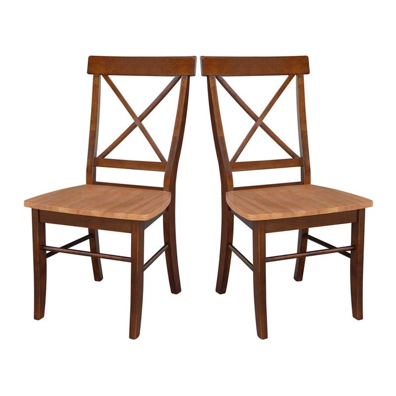 Cinnamon and Espresso Cross Back Wood Side Chair Set