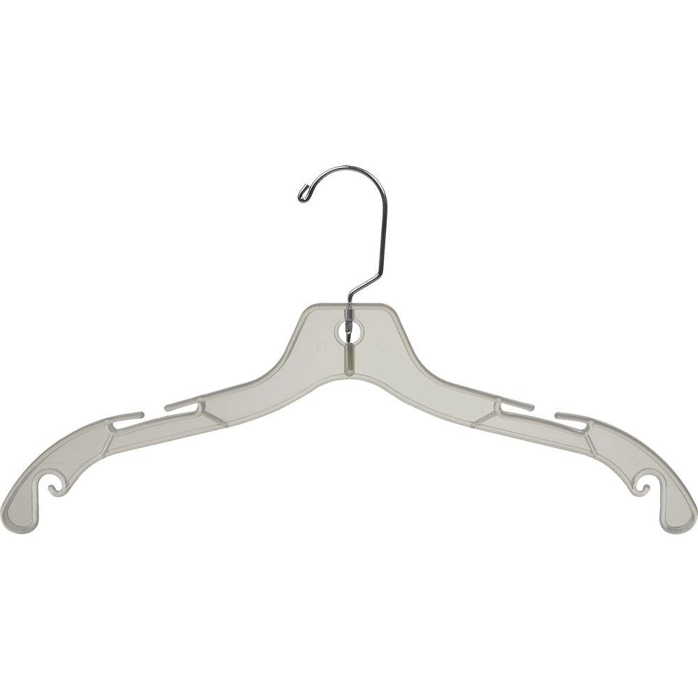 Clear Plastic Hangers with Chrome Swivel Hook, 100 Pack