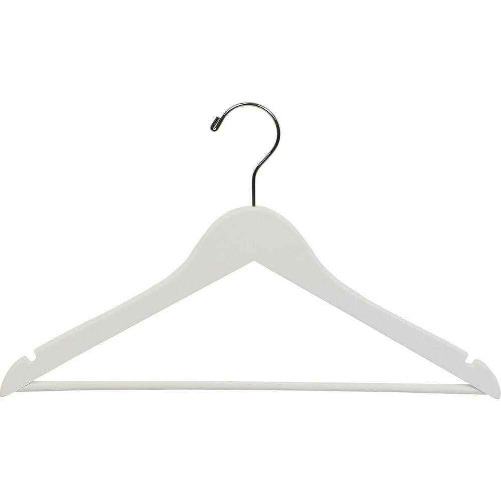 White Wooden Suit Hangers with Chrome Hook, Box of 100