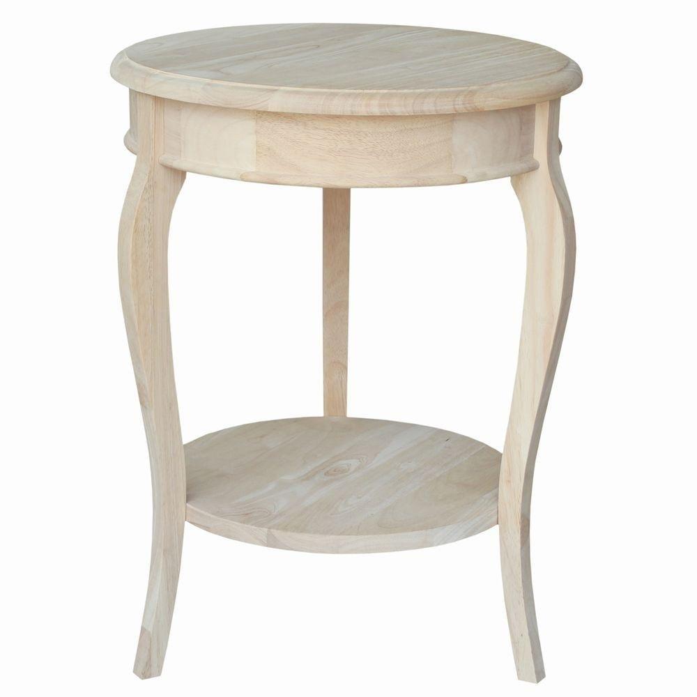 Cambria Classic Round Solid Parawood End Table in Unfinished Wood